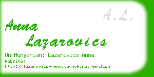 anna lazarovics business card